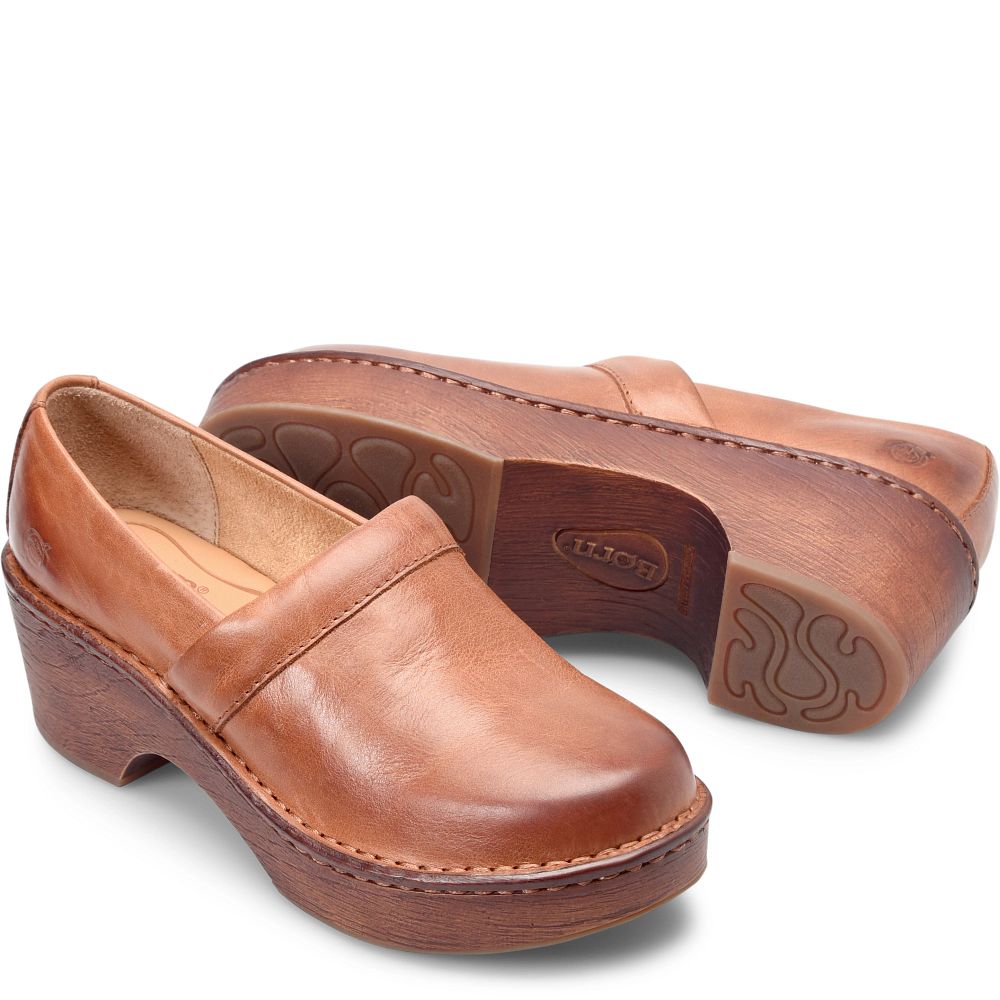 Born Freya Clogs Cognac Brown Product ID-I7Qhcrvf