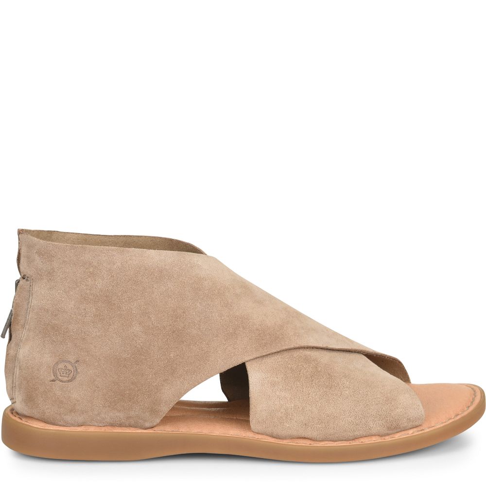 Born Iwa Sandals Taupe Suede Product ID-Kp3ywL4H