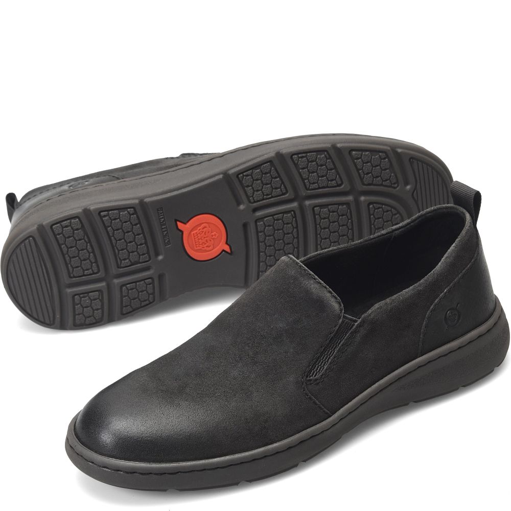 Born Morgan Slip-Ons Dark Carbon Distressed Product ID-Su0D7iaV [BornShoes-439]