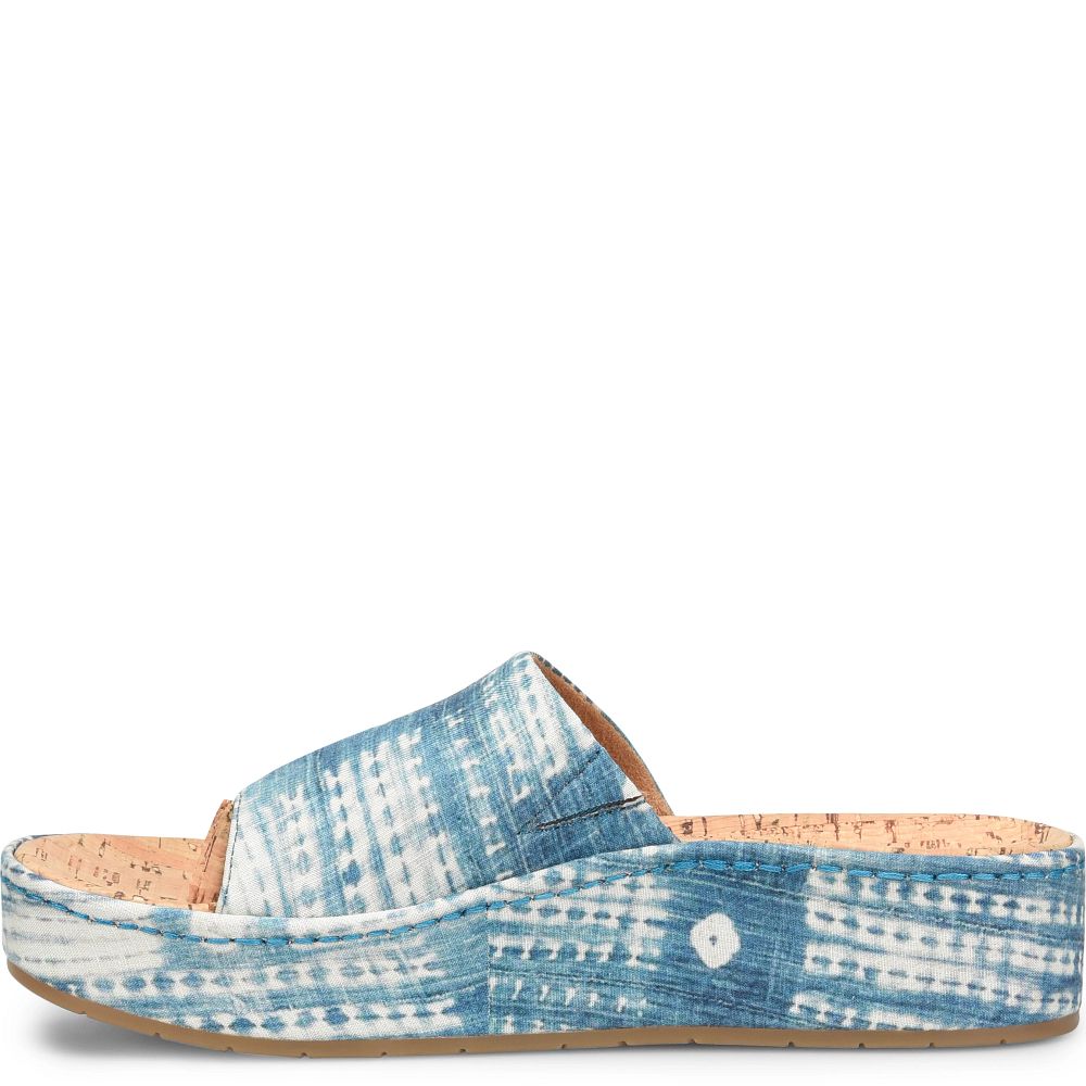 Born Sharr Tencel Sandals Blue Multi Tencel Fabric Product ID-XVXDseNP