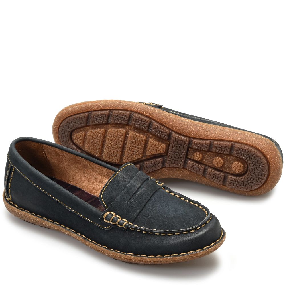 Born Nerina Slip-Ons Navy Sailor Nubuck Product ID-vnZXmEXm [BornShoes-321]